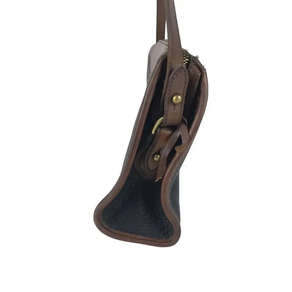 Dooney & Bourke Womens Blue‎ Brown Leather Inner Pockets Crossbody Strap Handbag